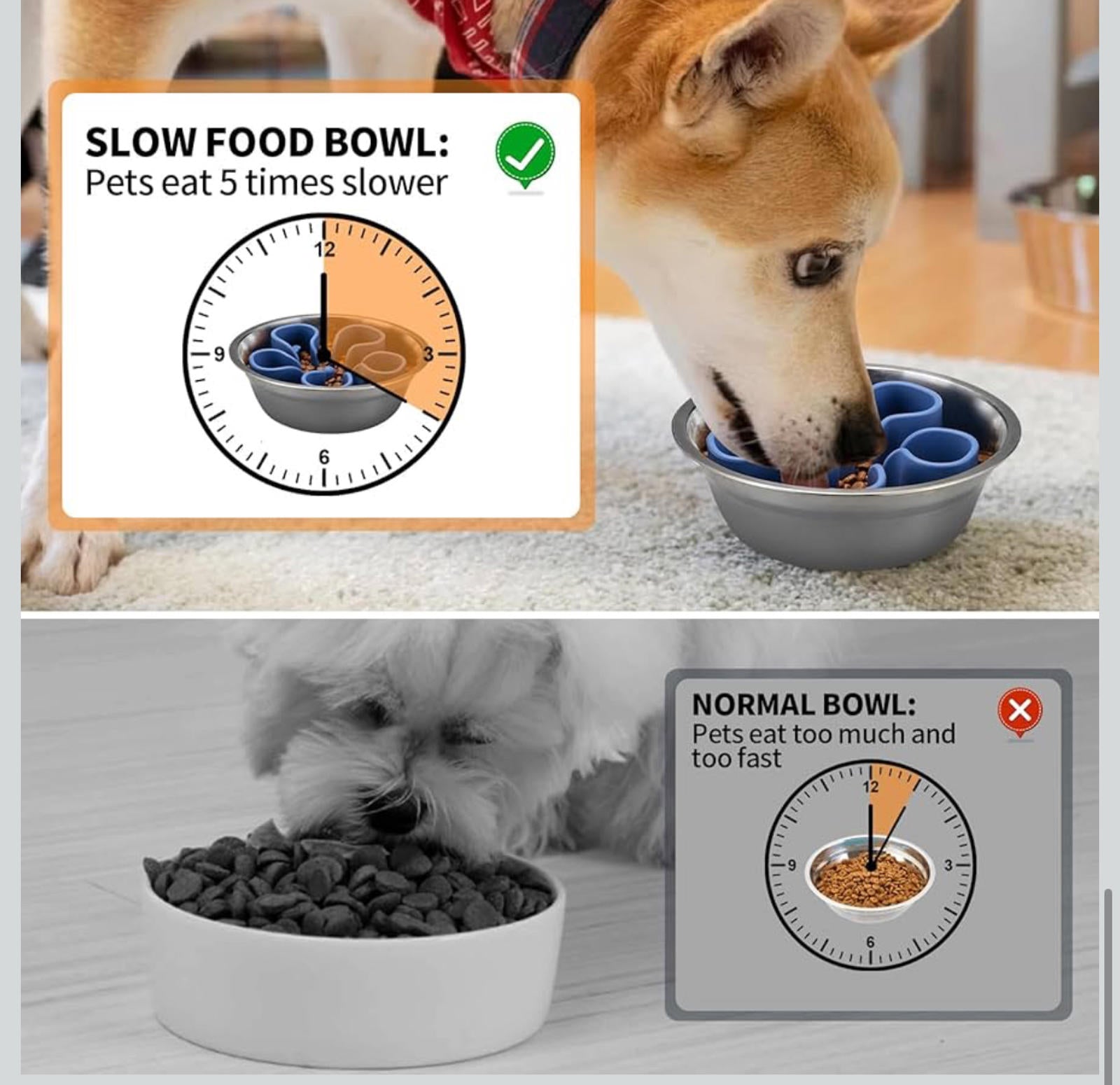 (MSRP $19.95) Bestalk Soft Silicone Slow Feeder Insert for Large Pet Bowls, Blue