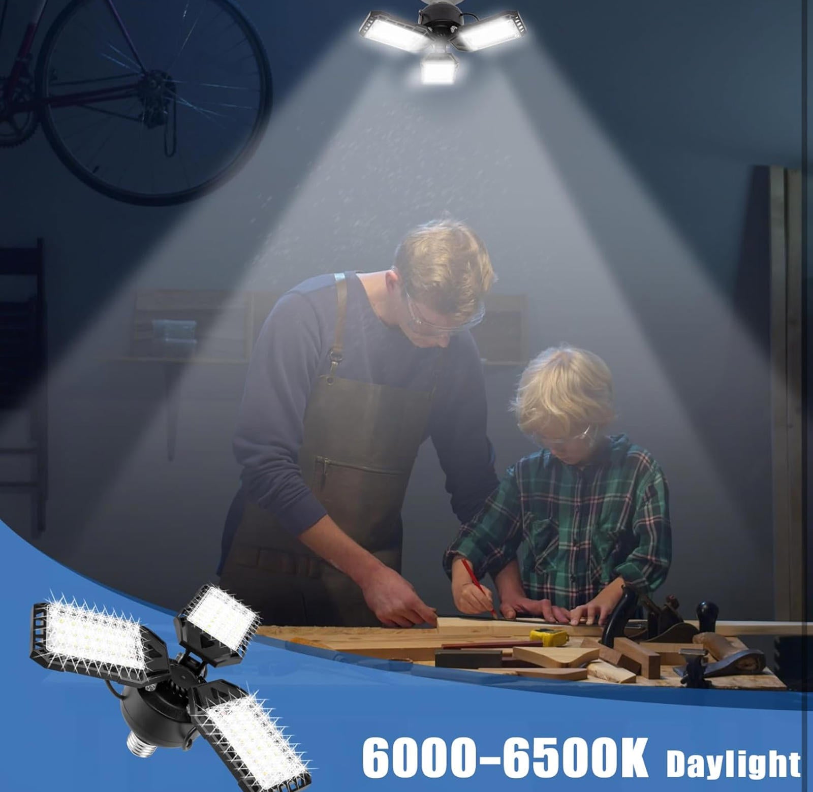 (MSRP $39.99) Aoretic 4‑Pack 80 W LED Garage Bulbs – 8000 LM, Deformable Panels