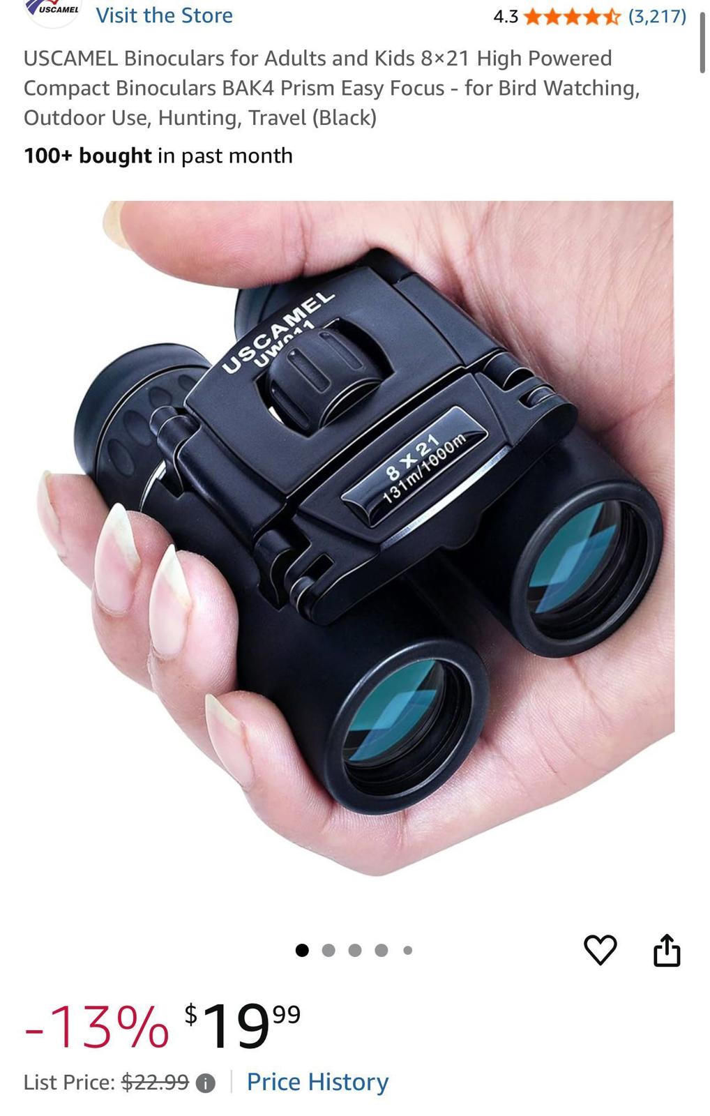 (NEW MSRP $19.99) USCAMEL 8×21 Compact Binoculars with BAK4 Prism & Easy Focus
