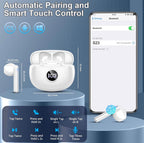 (MSRP $29.99) BT5.3 Earbuds – 40 Hrs Playtime, ENC Mic, LED Case, IP7 Waterproof