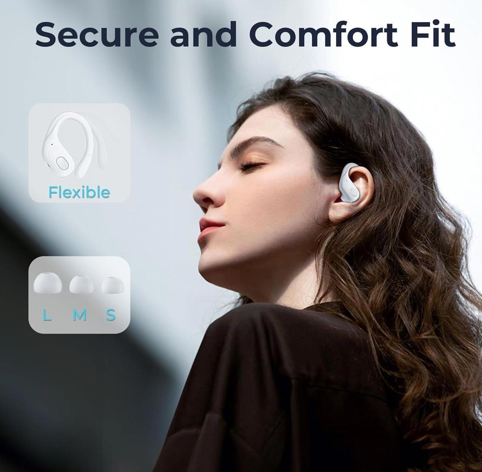 (NEW $49.99) White Wireless Earbuds, Running/Cycling & LED Charge Case