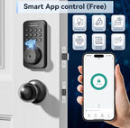 (NEW MSRP $69.99) Fingerprint Keypad Deadbolt with Handle Set, Keyless Door Lock