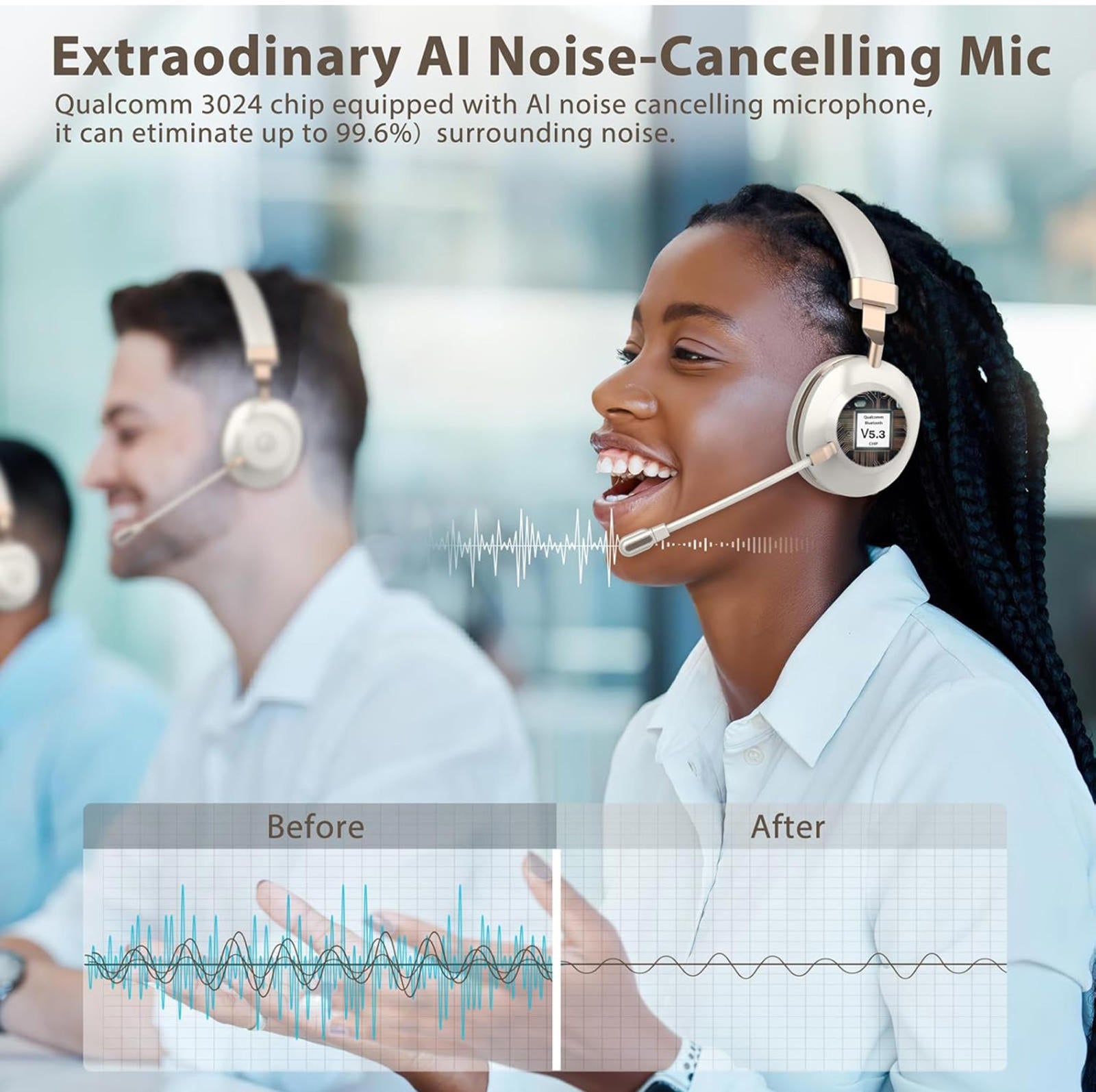 (NEW MSRP $59.99) 🎧 Wireless Over-Ear Headphones w/ Mic & 65hr Battery