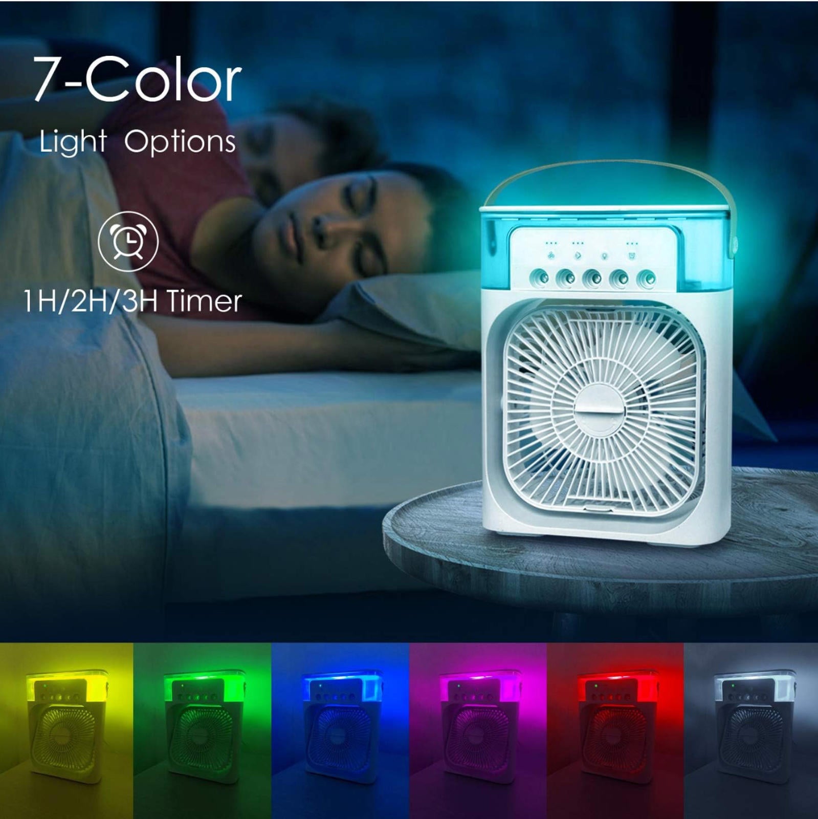 (MSRP $39.99) NTMY Mini Evaporative Air Cooler & Humidifier – LED & USB
