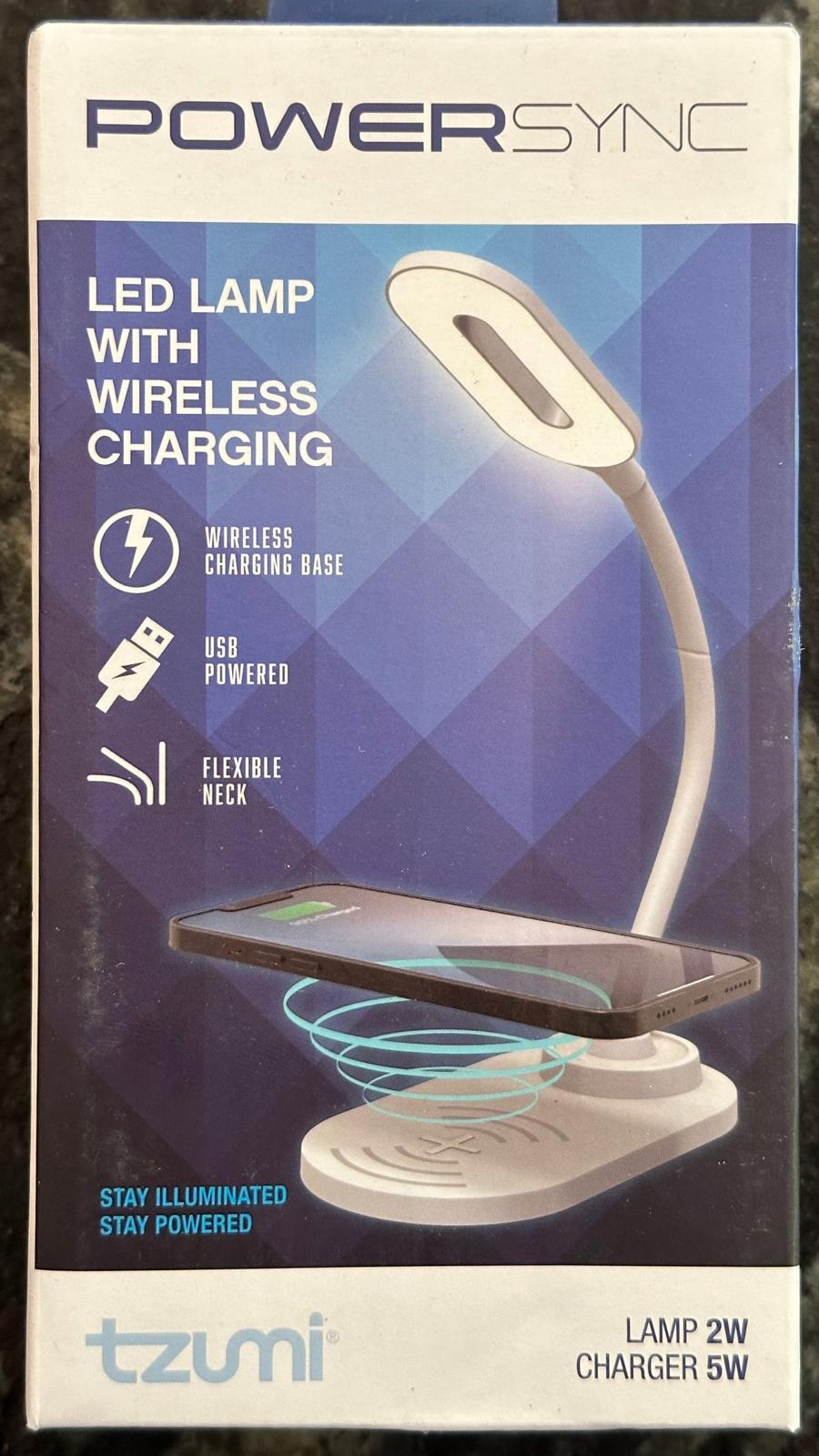 (NEW, MSRP $20) Tzumi LED Lamp with wireless phone charging