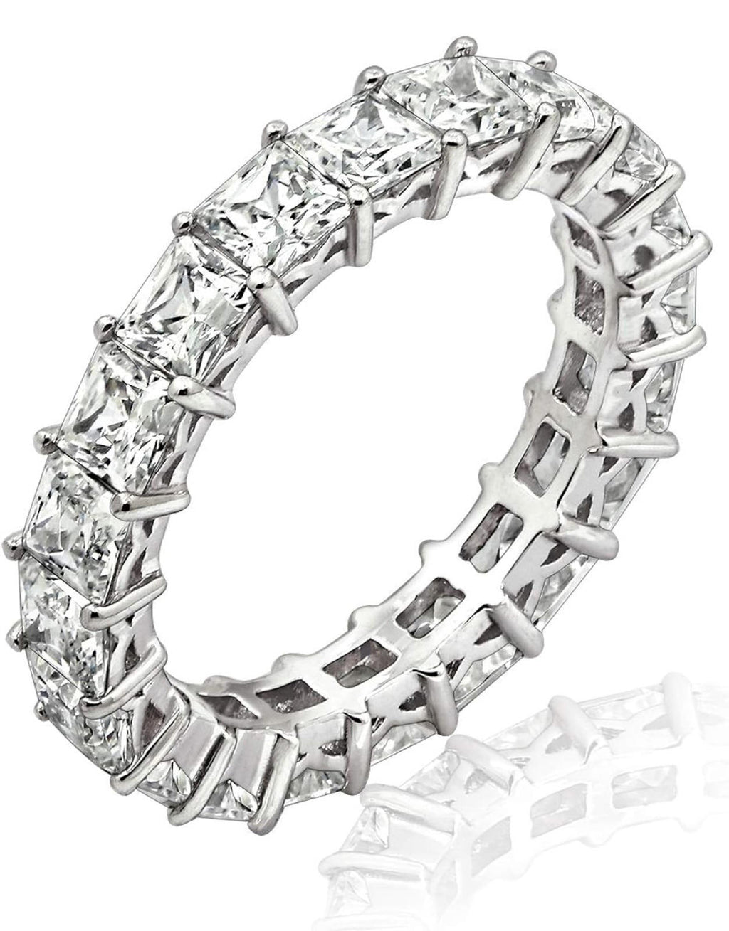 (MSRP $59.99) Sterling Silver Princess Cut All-Around Band Ring (Size 8)