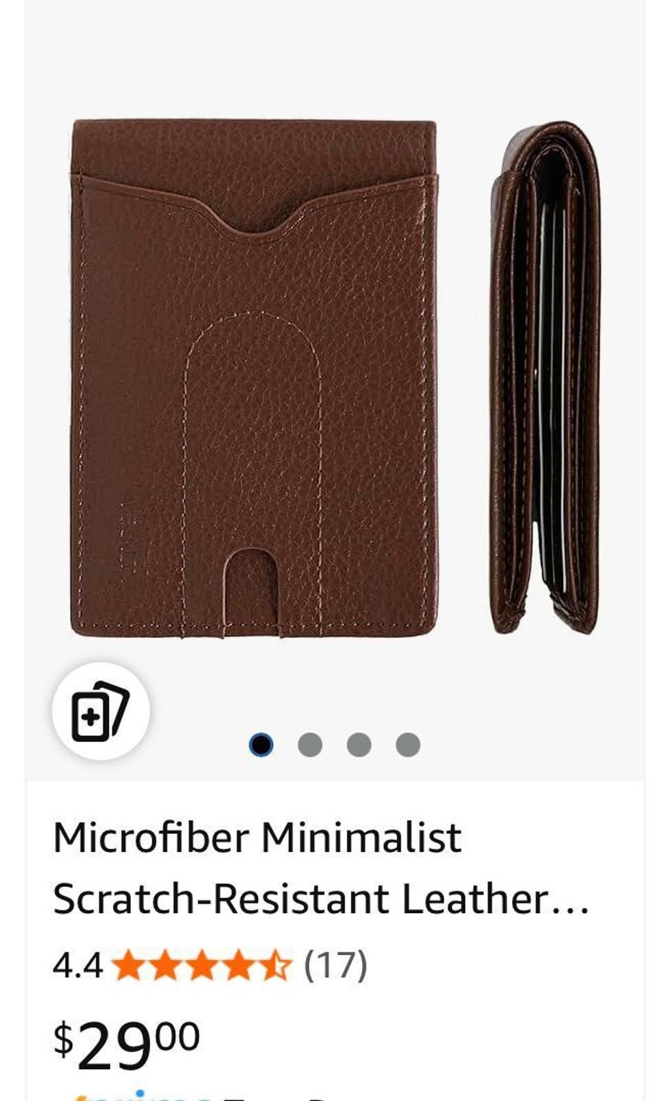 (New) Vegan Leather Brown Wallet Slim Bifold Front Pocket with Airtag Pouch