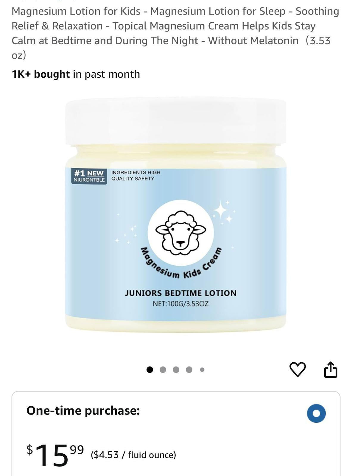 (MSRP $15.99 for ONE, this is for TWO) kids magnesium lotion, soothing sleep aid