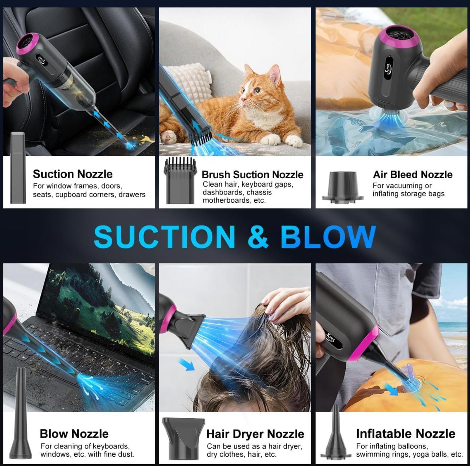 (NEW $39.99) 4-in-1 Handheld Car Vacuum Cleaner, 16000 Pa Suction & LED Light