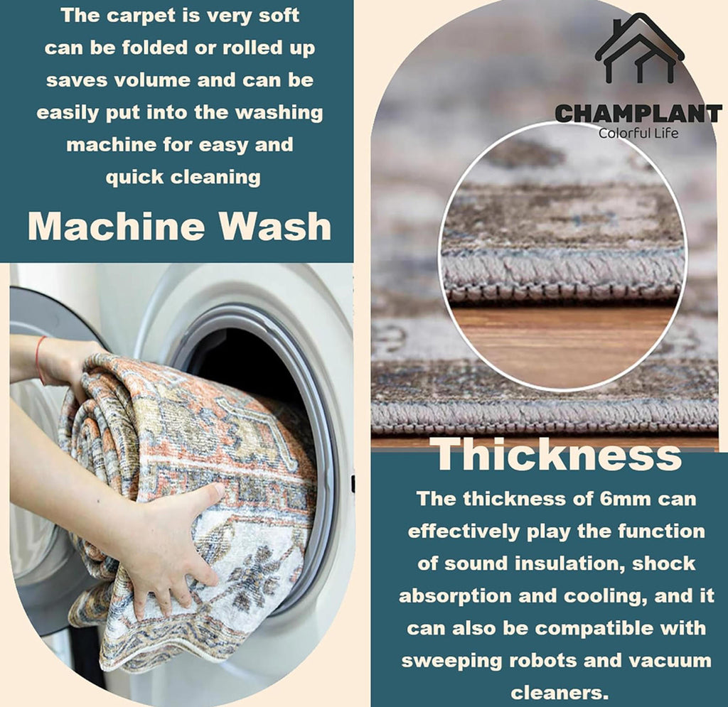 (MSRP $99.99) Kokia Machine Washable Area Rug 6′×9′ – Low Pile, Anti‑Stain