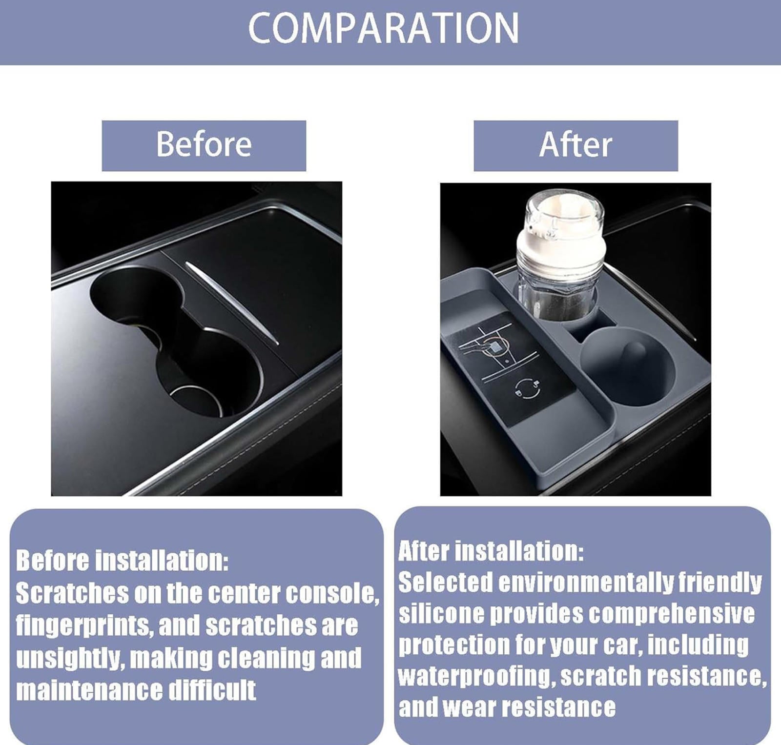 (MSRP $24.99) Silicone Center Console Storage Tray – Fits Tesla Model 3/Y