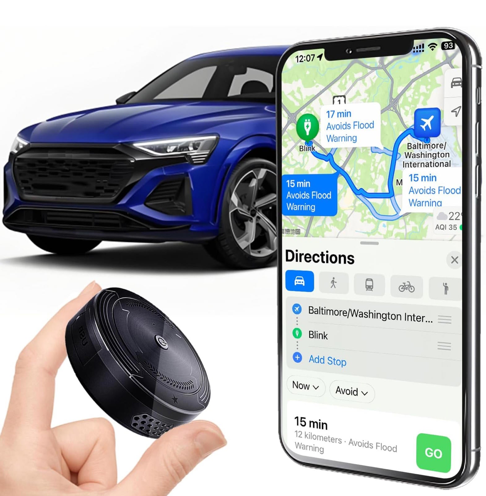 (MSRP $42.41) Mini GPS Tracker for Vehicles – Real-Time, No Monthly Fee
