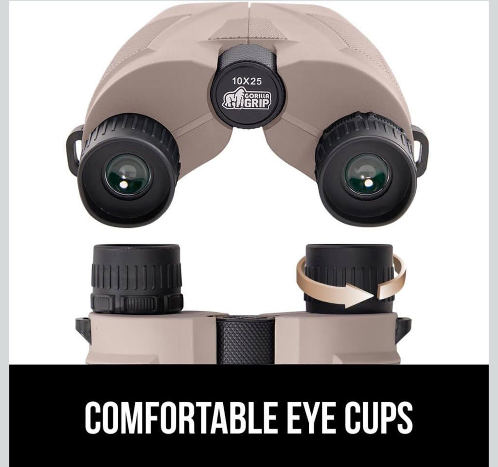 (MSRP $29.99) Gorilla Grip 10×25 Compact Binoculars – Shock-Resistant