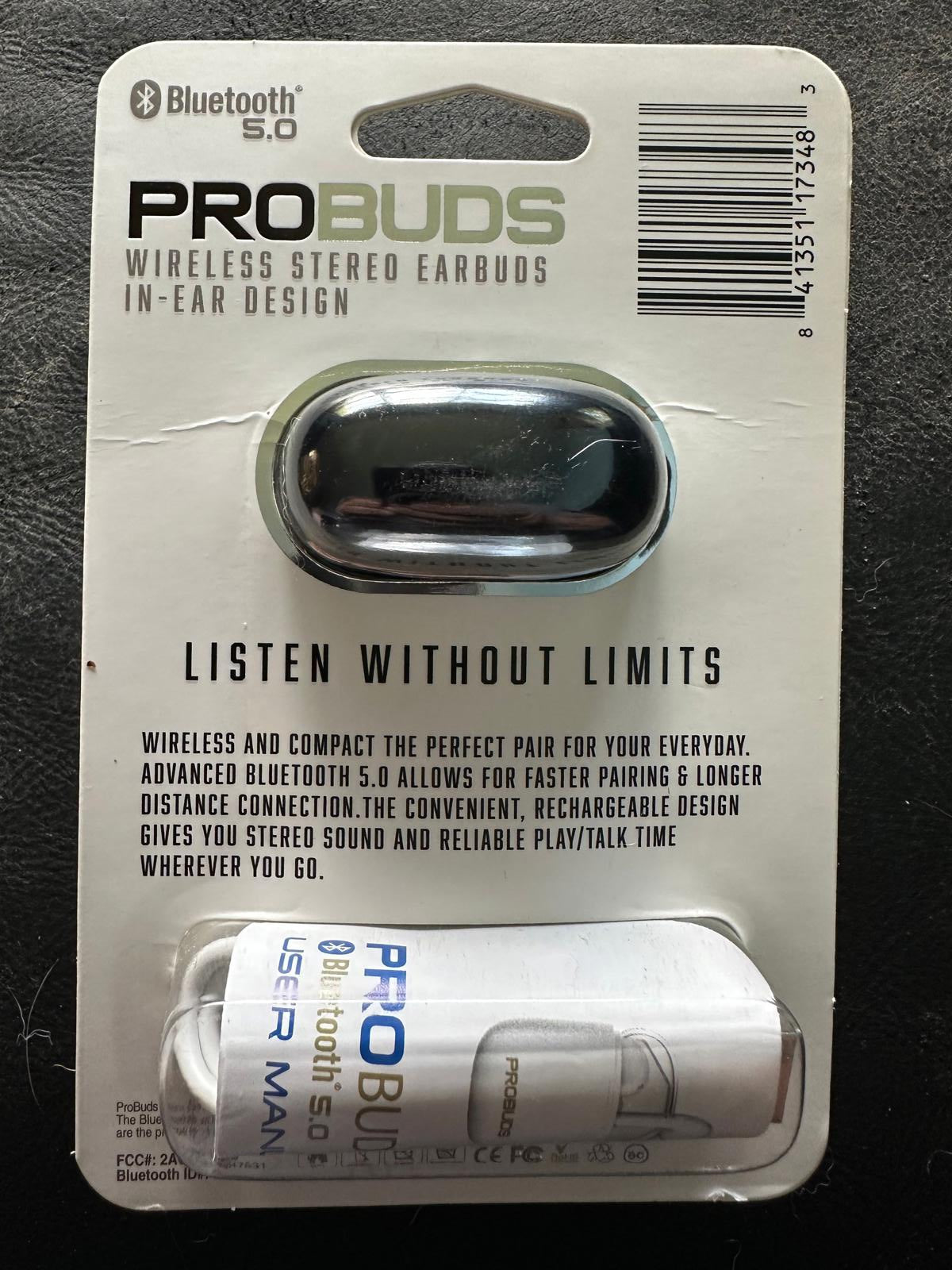(NEW $30): black ProBuds in-ear AirPod-like stereo earbuds.5hr play,46hr standby