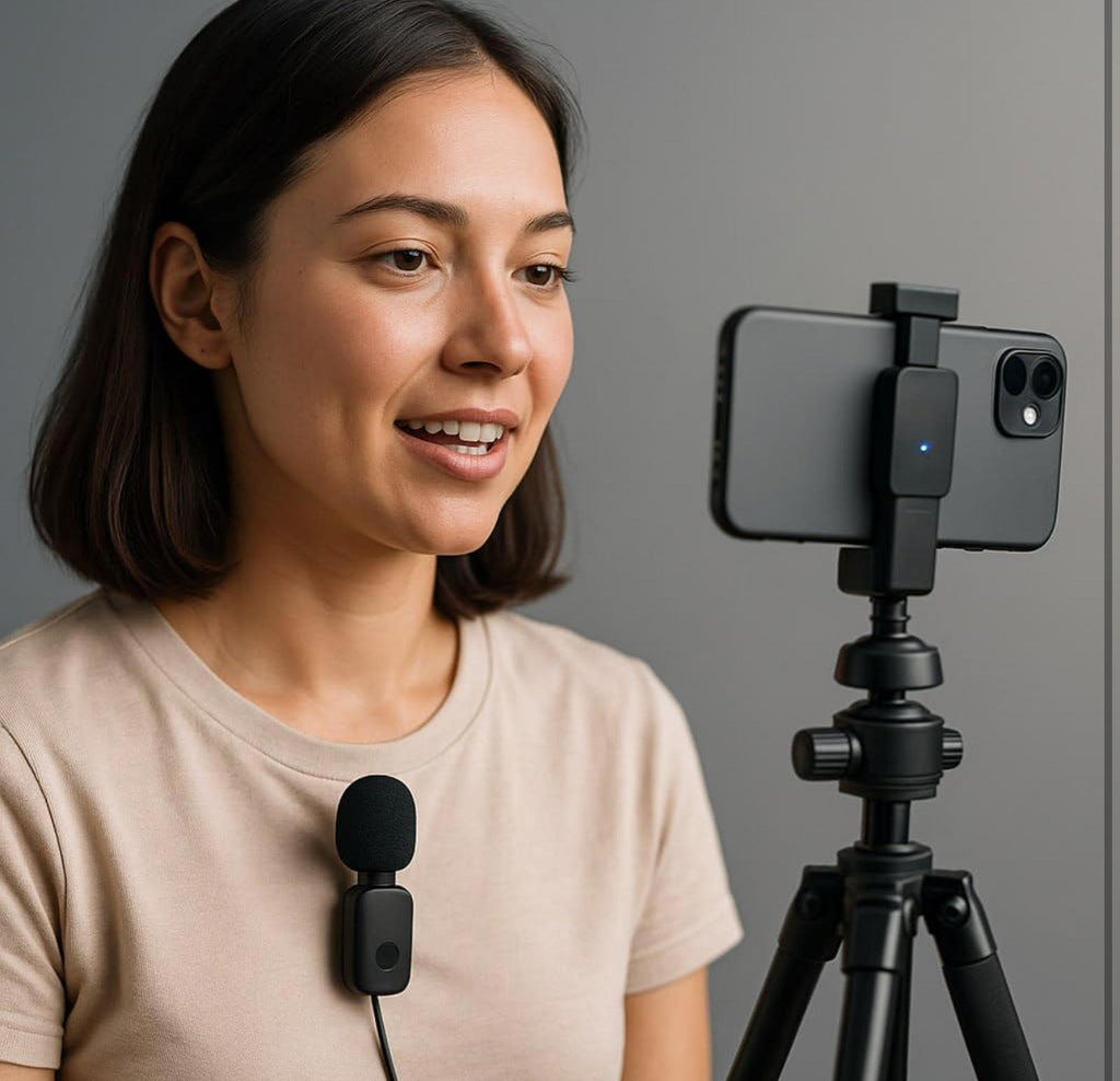 (MSRP $34.99) Dual Wireless Lavalier Mic Set w/ 3-in-1 Receiver. iPhone, Android