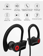 (MSRP $29.99) U18 Bluetooth Sports Earbuds – IPX7, Ear Hooks, 16 H Playtime