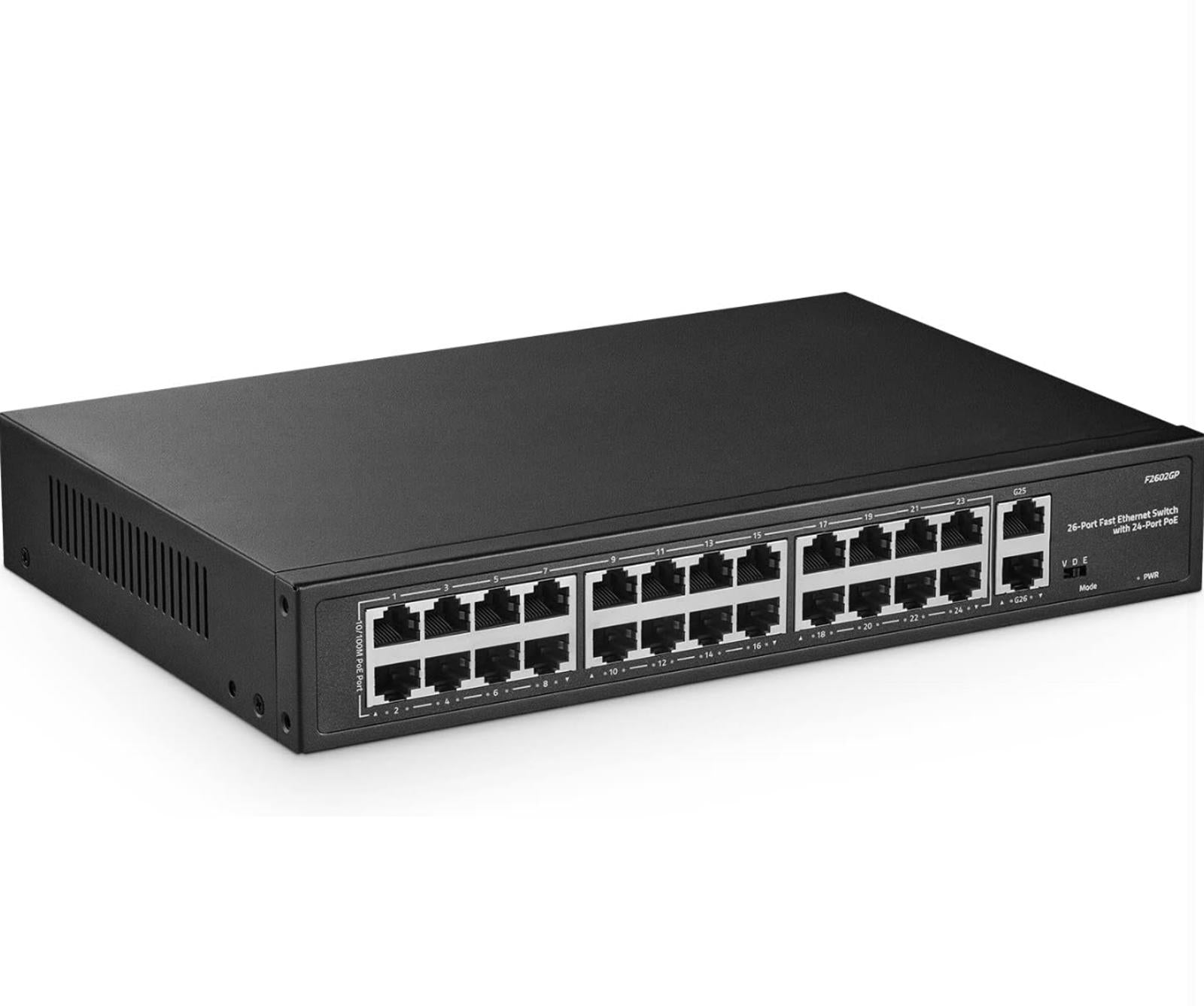 (MSRP $119.99) 24-Port PoE+ Ethernet Switch 2 Gigabit Uplinks, 300W Power