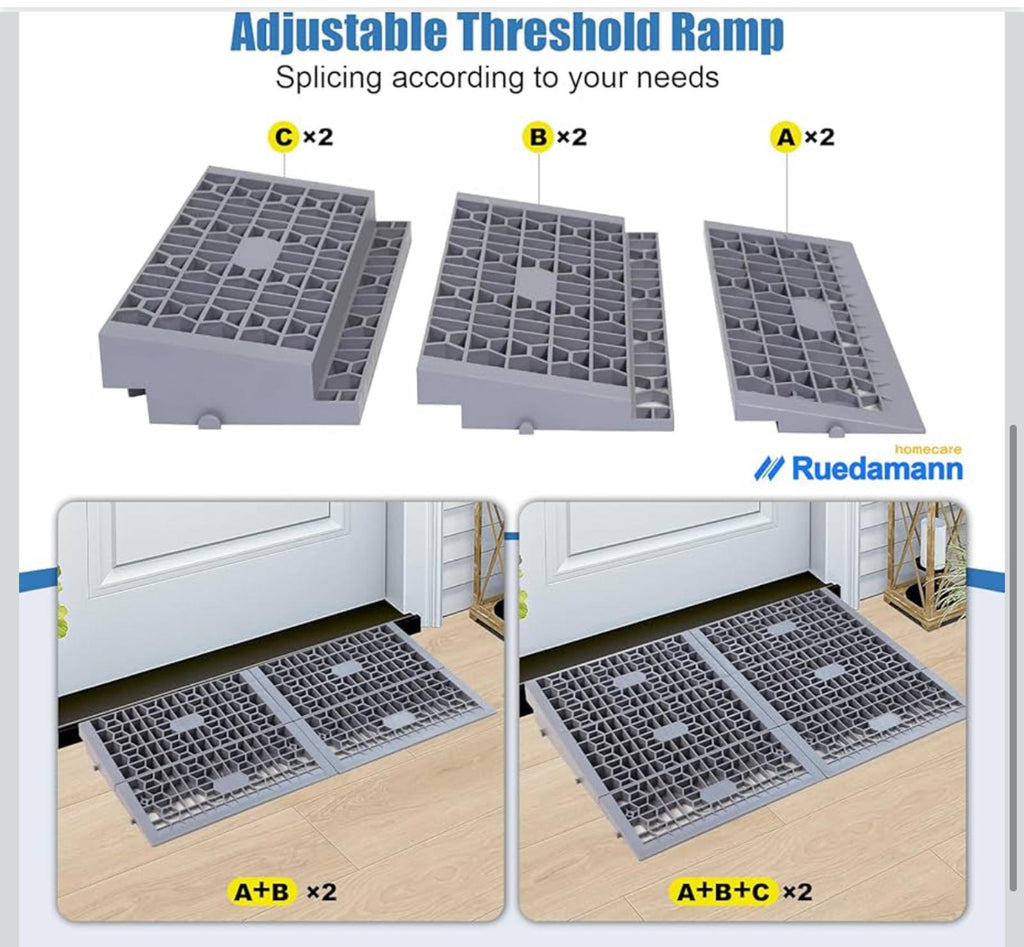(MSRP $29.99) 1″ Modular Threshold Ramp Kit – 2‑Piece, 3 000 lb