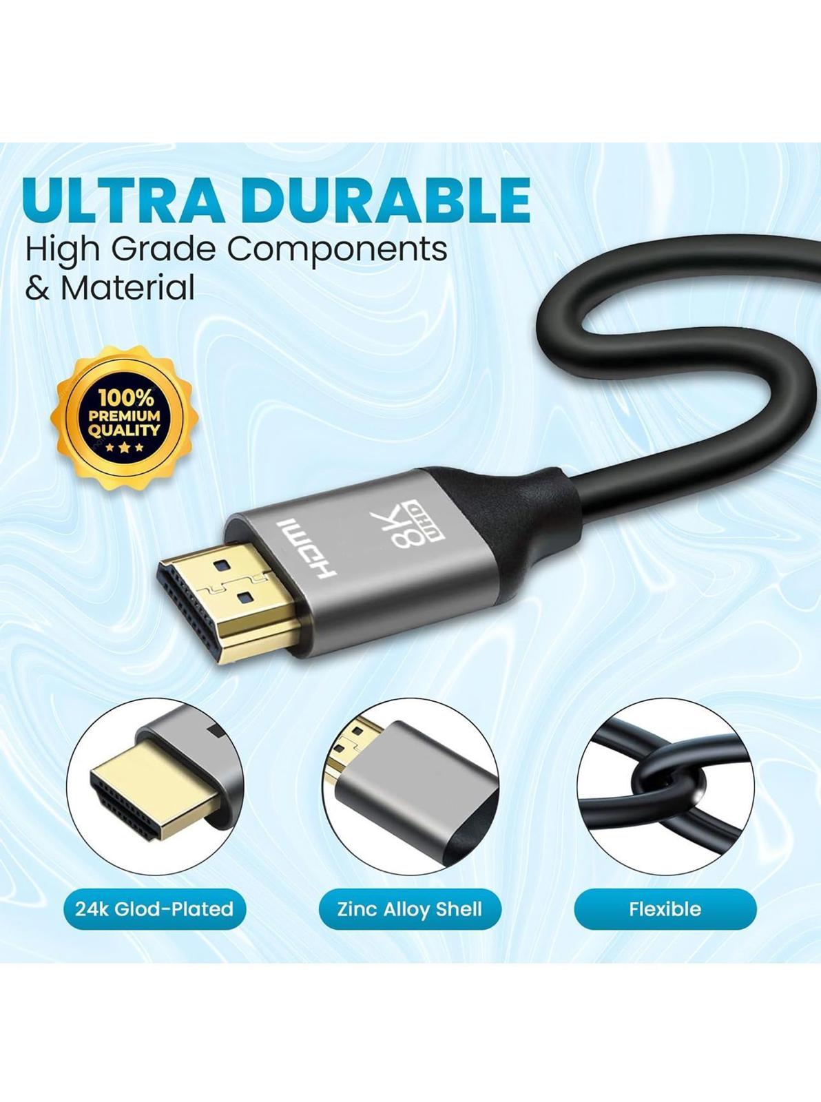 HDMI Cable, 8K, 4k, 6.6 ft, Ultra High Speed HDMI, 48Gbps 8K HDMI Cable 6.6 ft