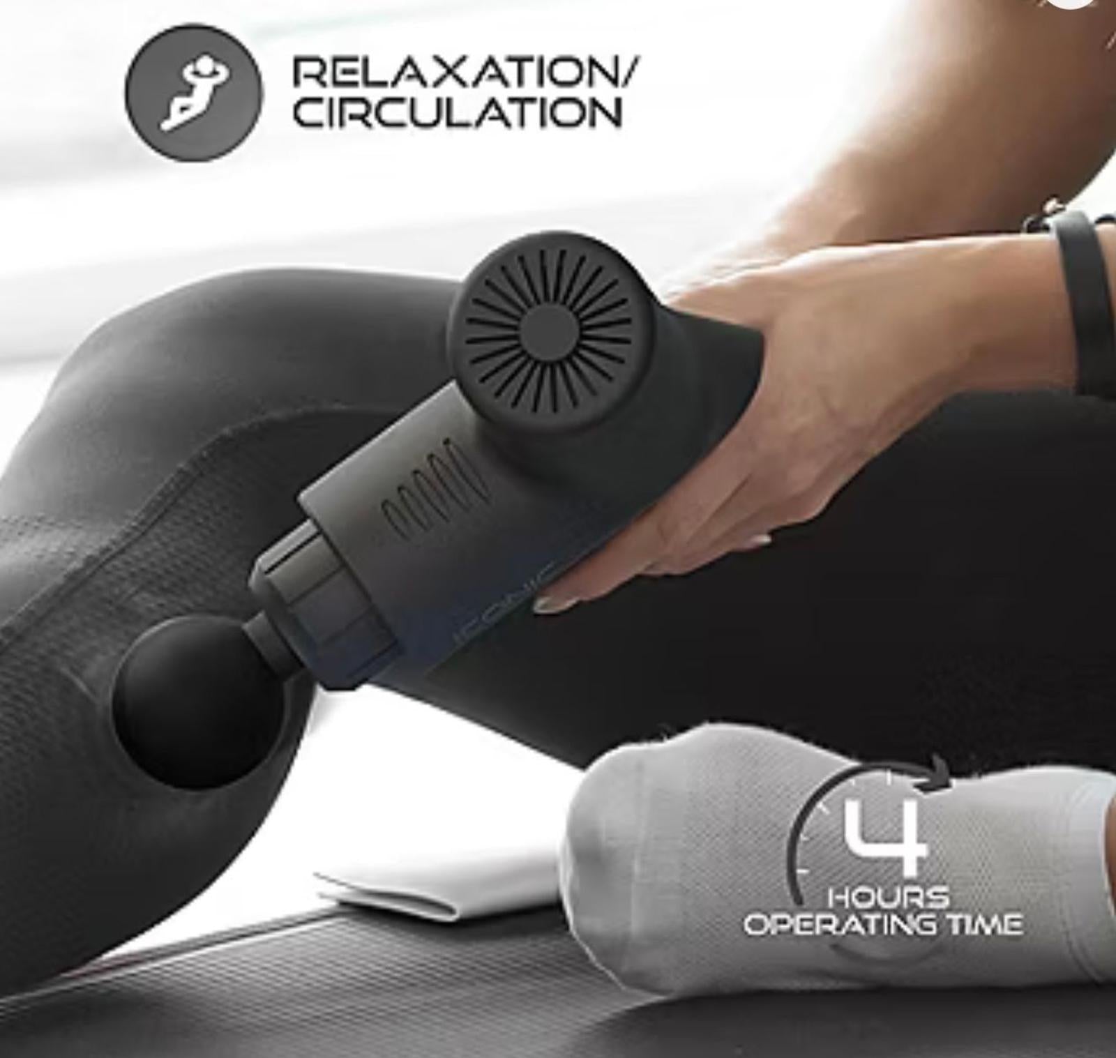 (NEW MSRP $99) Iconic Percussion Muscle Massage Gun, One Size, Black
