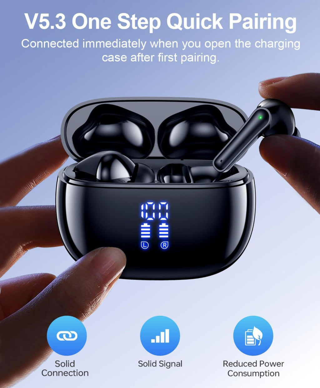 (NEW MSRP $39.99) HUIFU T12 Wireless Earbuds – 40hr Playtime, Deep Bass, LED Cas