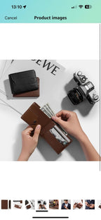 (New) Vegan Leather Brown Wallet Slim Bifold Front Pocket with Airtag Pouch