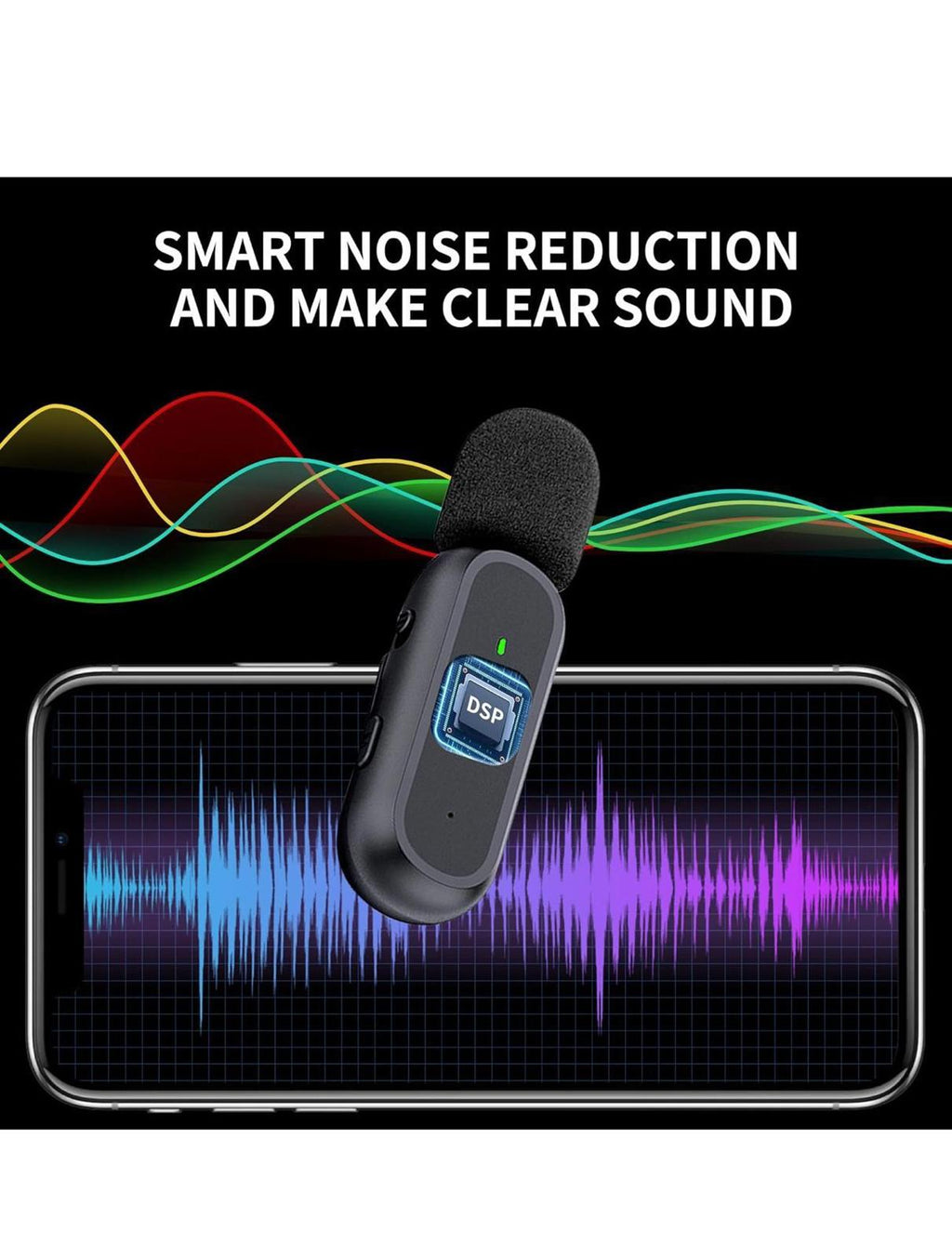 (NEW MSRP $29.95) 2-Pack Wireless Lavalier Mics w/Charging Case-iPhone & Android