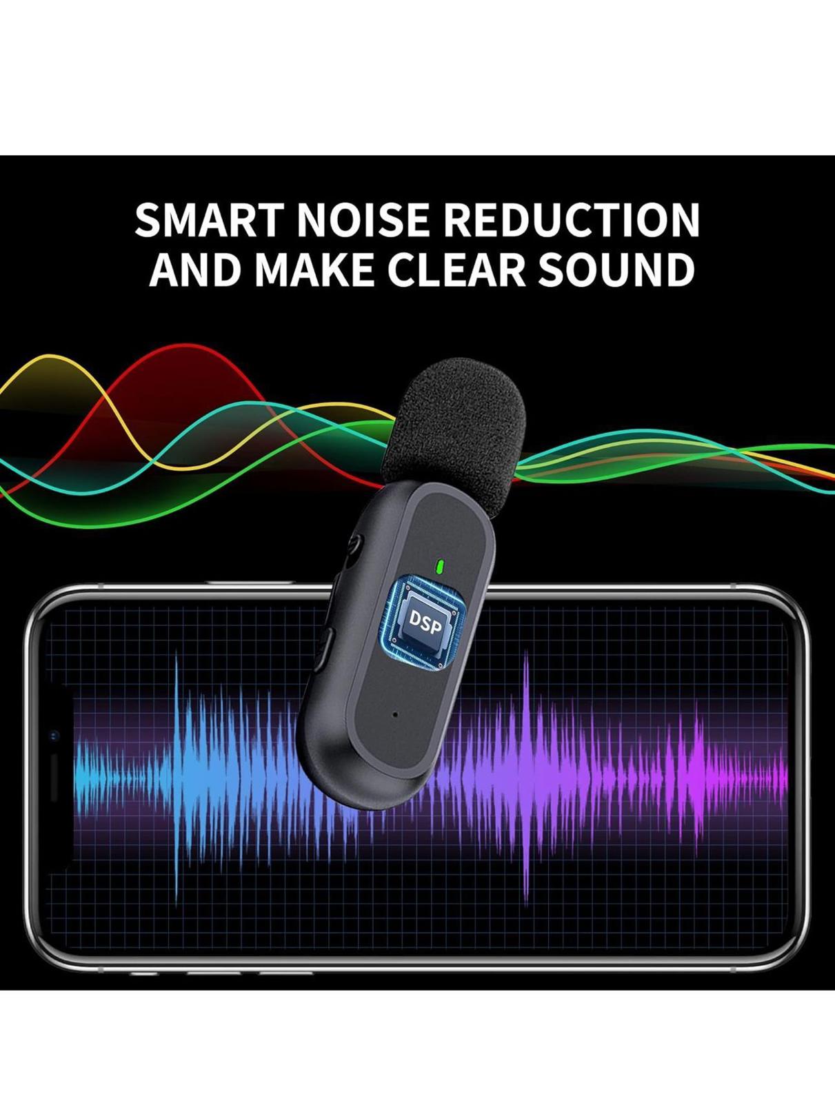 (NEW MSRP $29.95) 2-Pack Wireless Lavalier Mics w/Charging Case-iPhone & Android