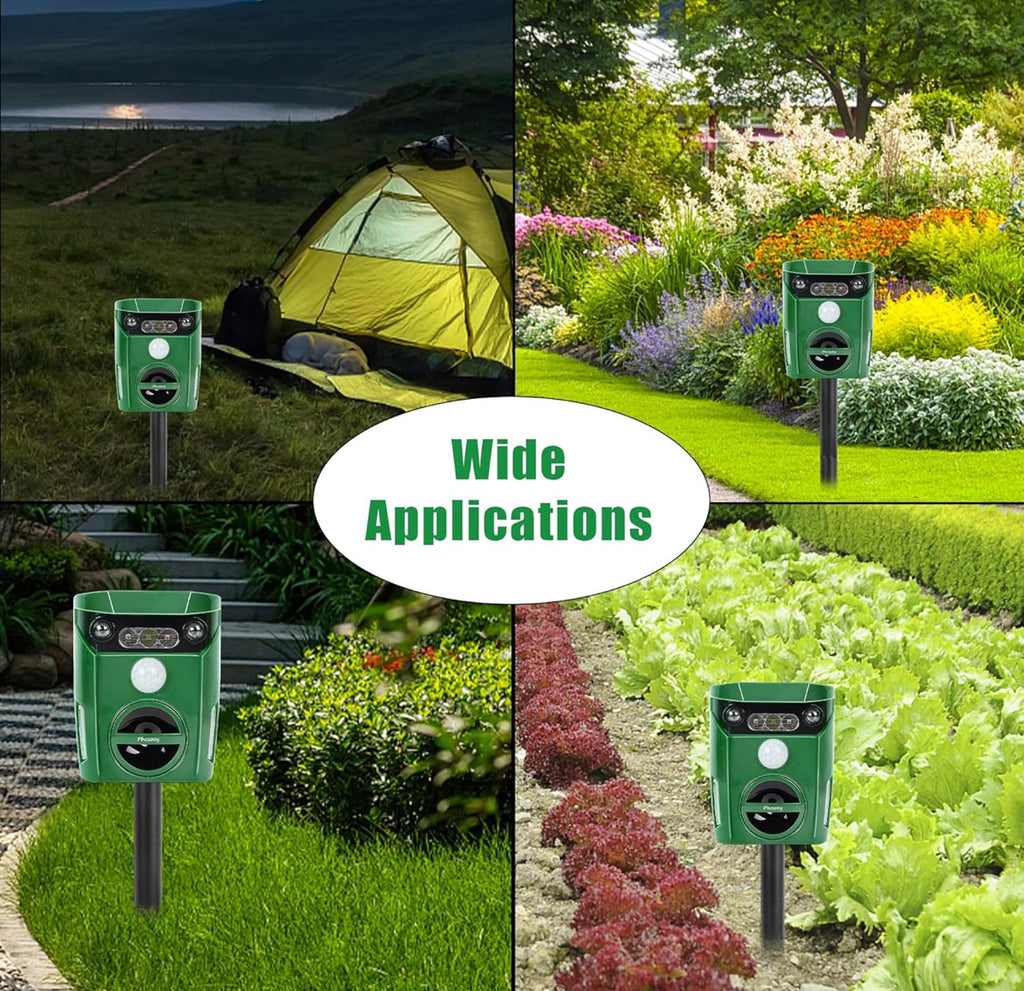 (MSRP $39.99) Solar Ultrasonic Animal Repeller – Waterproof with Motion Sensor