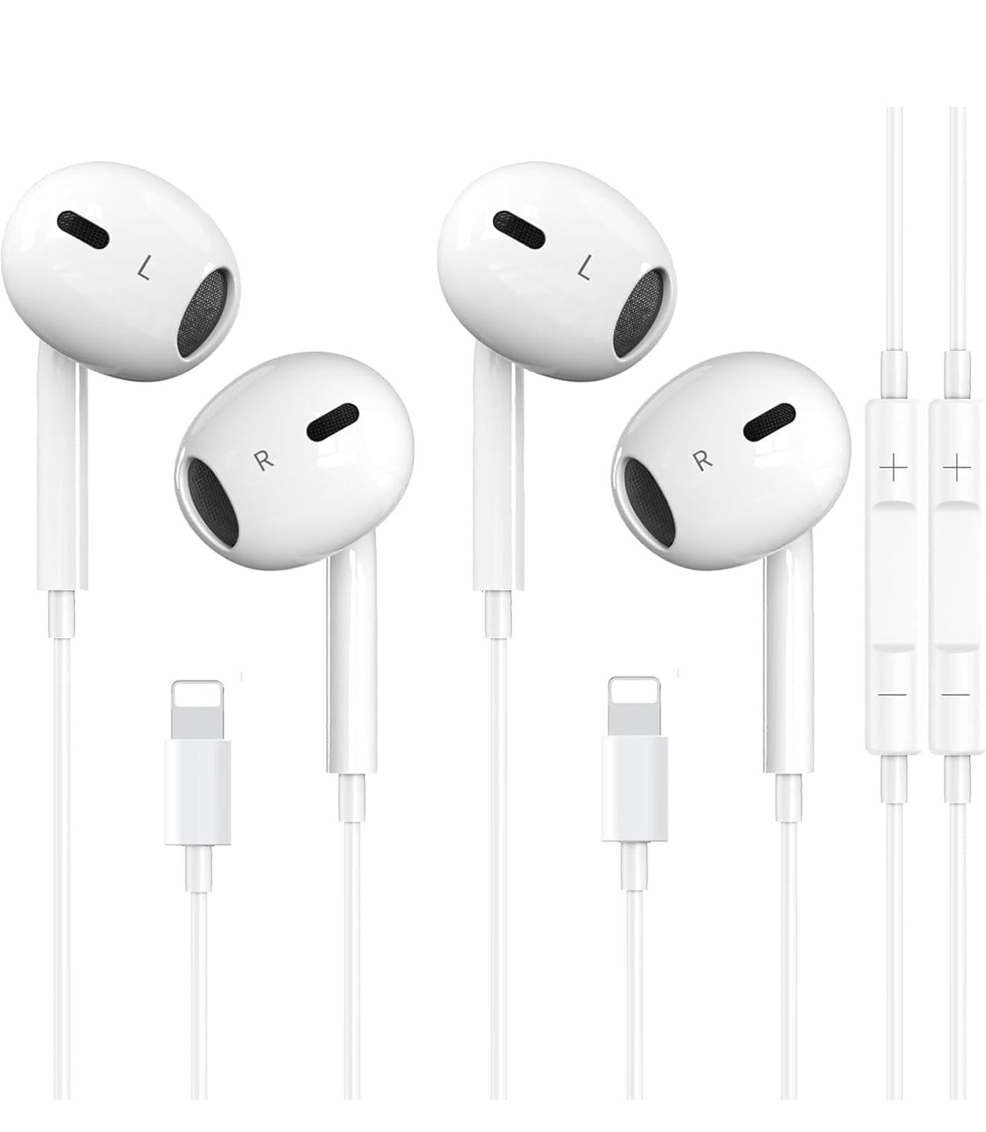 (MSRP $19.99) 2pk iPhone Earbuds w/Lightning Connector, MFi Certified, Remote