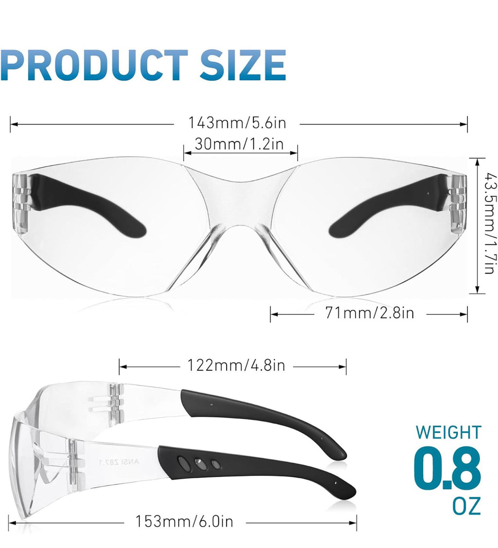 (NEW MSRP $59.99) 30 pairs of ANSI‑Rated Safety Glasses – Wraparound Clear Lens