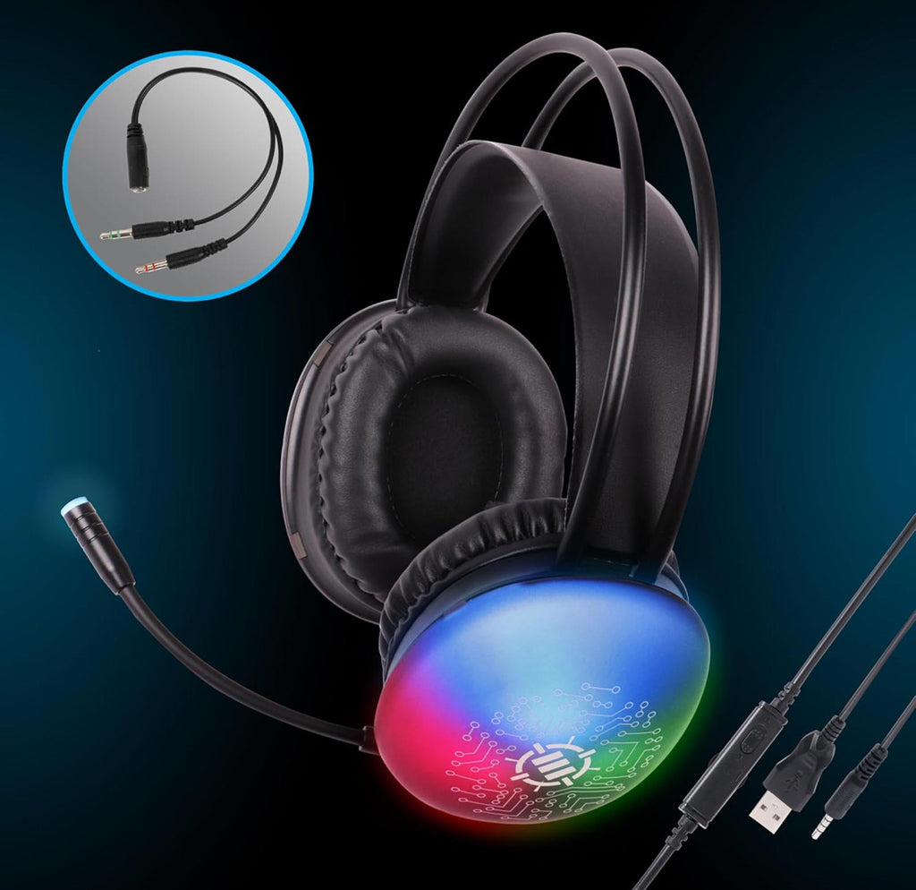 (MSRP $39.99) ENHANCE Voltaic 2 USB Gaming Headset – Stereo, Green Accent