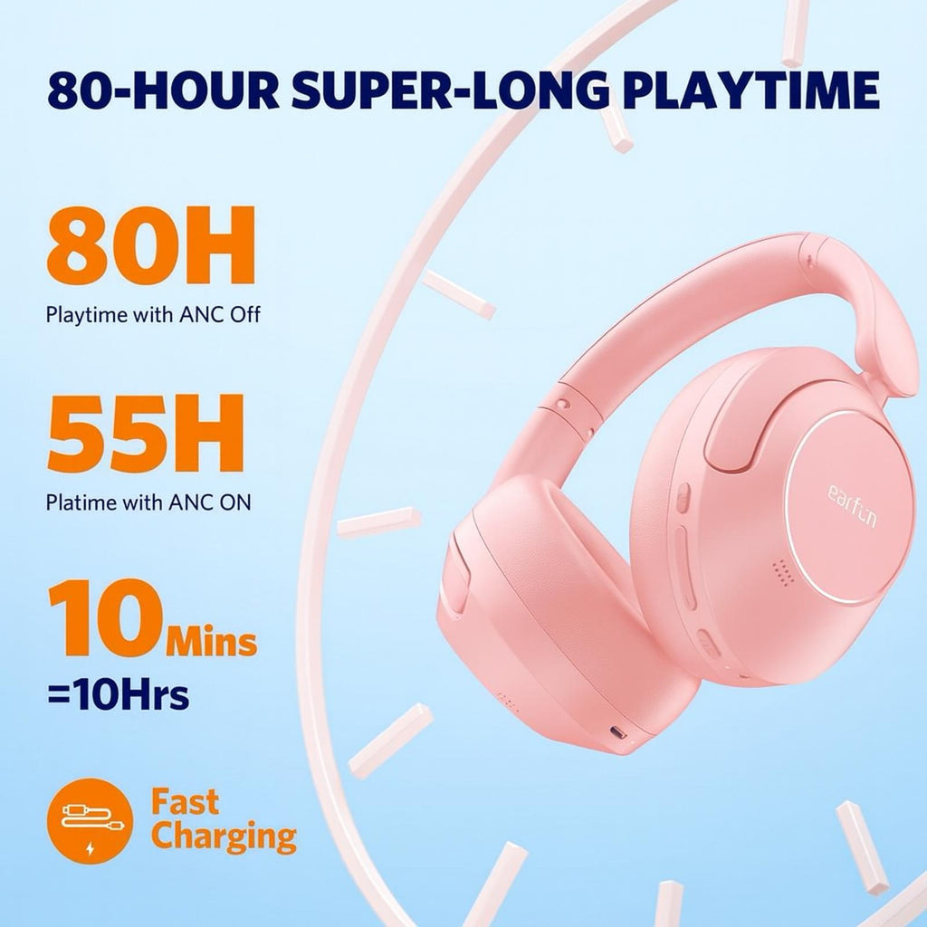 (MSRP $79.99) EarFun Wave Pro Wireless Over-Ear Headphones – ANC, LDAC, 80H 🔋