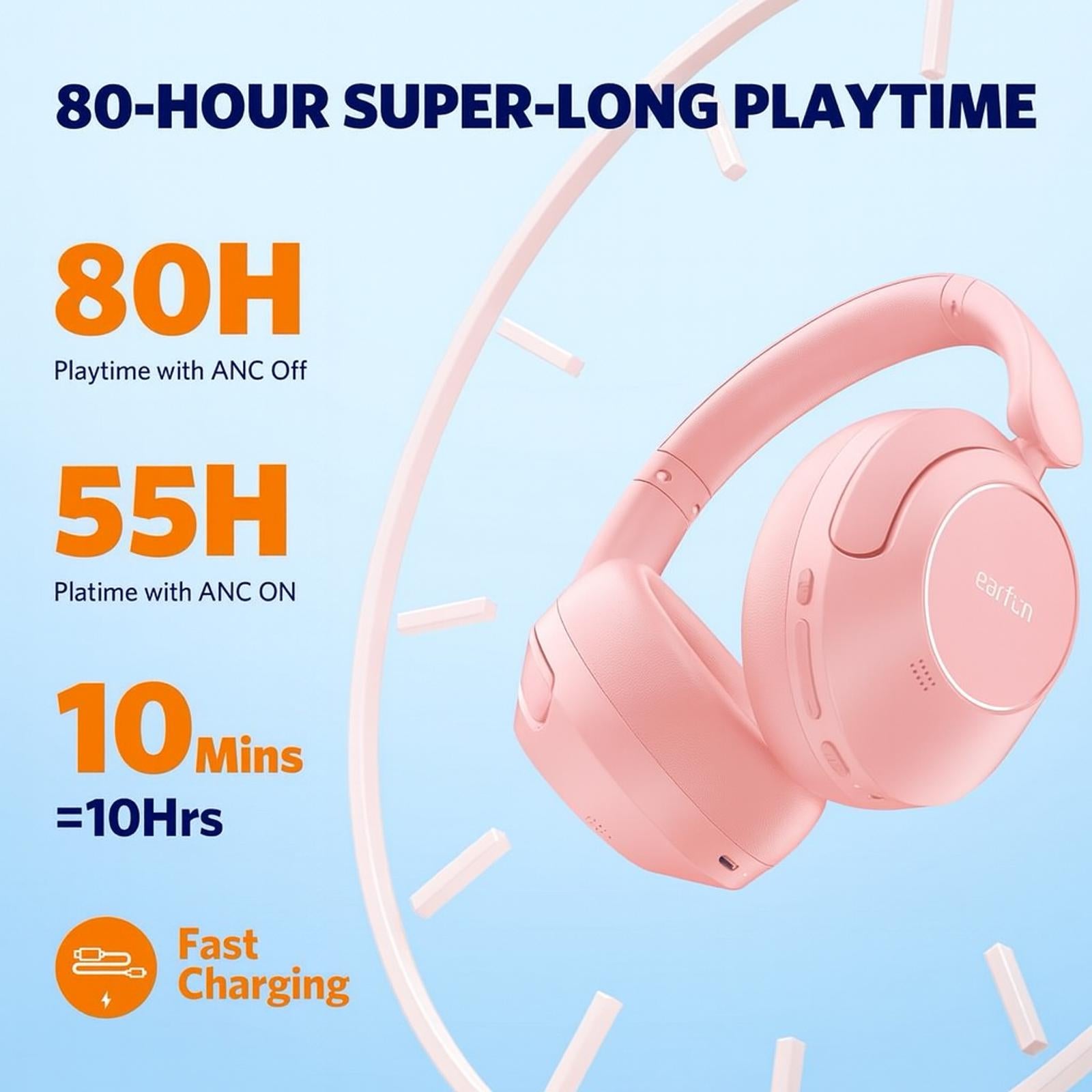 (MSRP $79.99) EarFun Wave Pro Wireless Over-Ear Headphones – ANC, LDAC, 80H 🔋