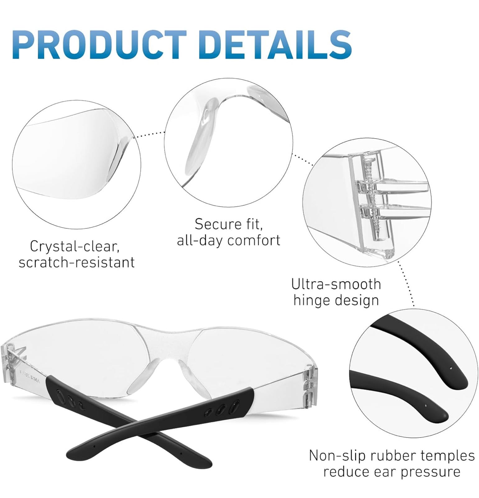 (NEW MSRP $59.99) 30 pairs of ANSI‑Rated Safety Glasses – Wraparound Clear Lens