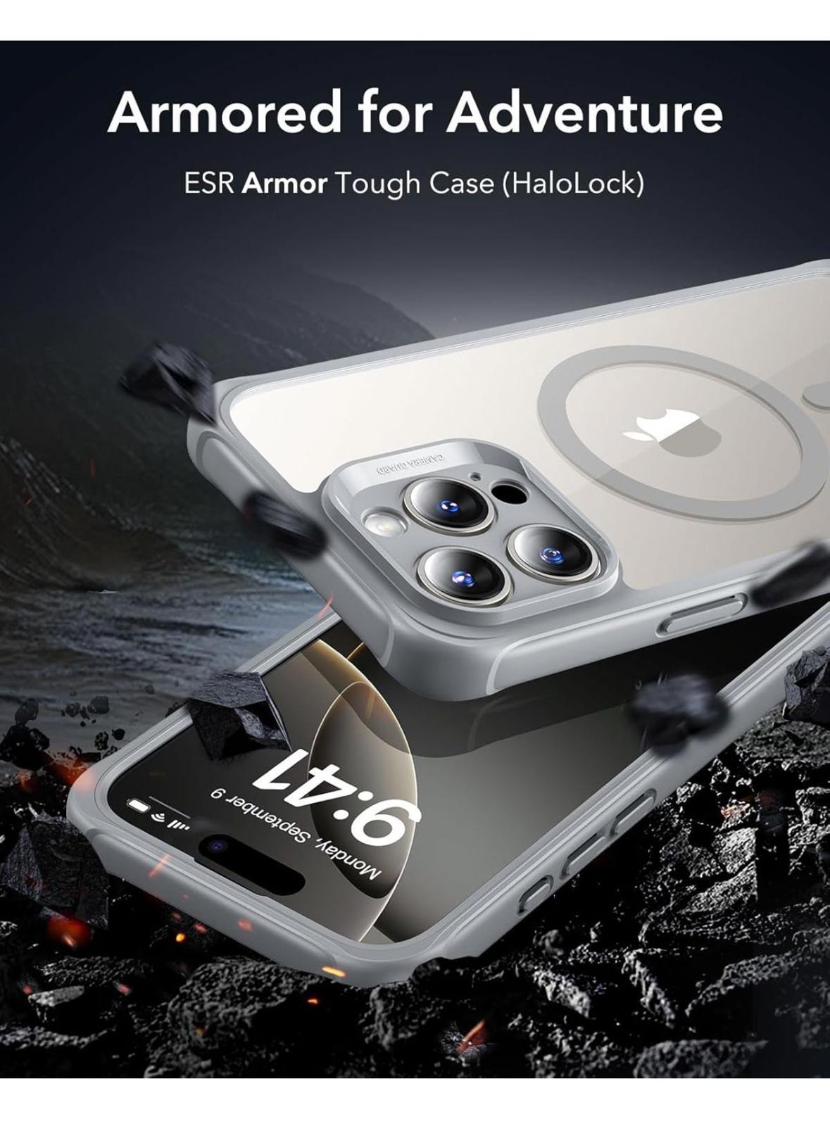 (New, open box) ESR clear grey iPhone 16 Pro Case, MagSafe, Full-Body Military