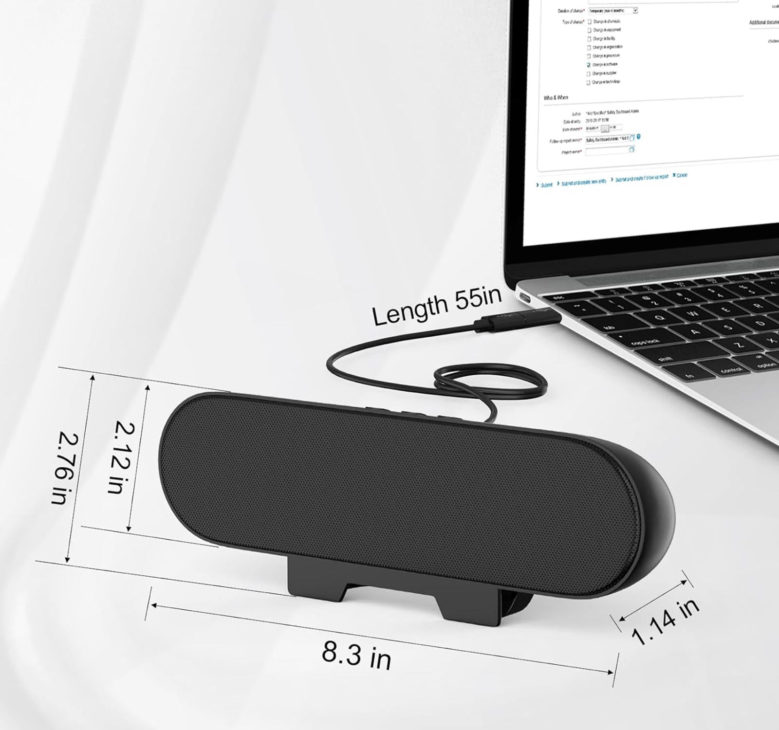 (MSRP $29.99) LXTNFU Clip-On USB Desktop Speaker – Loud, Space-Saving Soundbar