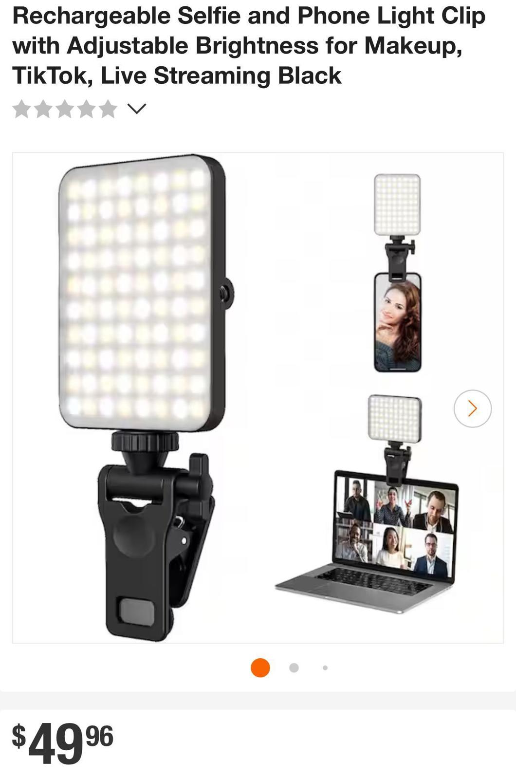 (NEW, MSRP $49) Portable LED Selfie / Fill Photo Light, USB-C, 4800mAh battery