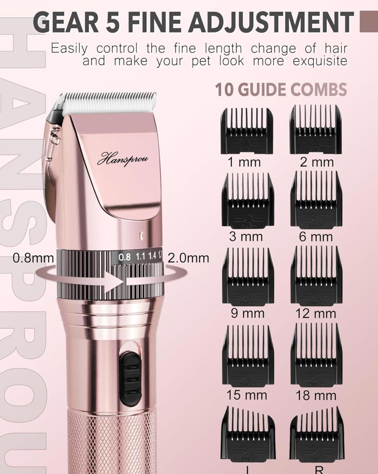 (NEW MSRP $89.95) Hansprou 36V Corded Dog Clippers, 10 Guard Combs & Brush