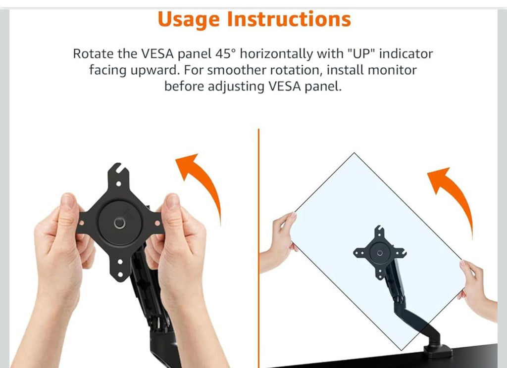 (MSRP $39.99) Amazon Basics Gas Spring Single Monitor Arm Fits up to 27” Screens