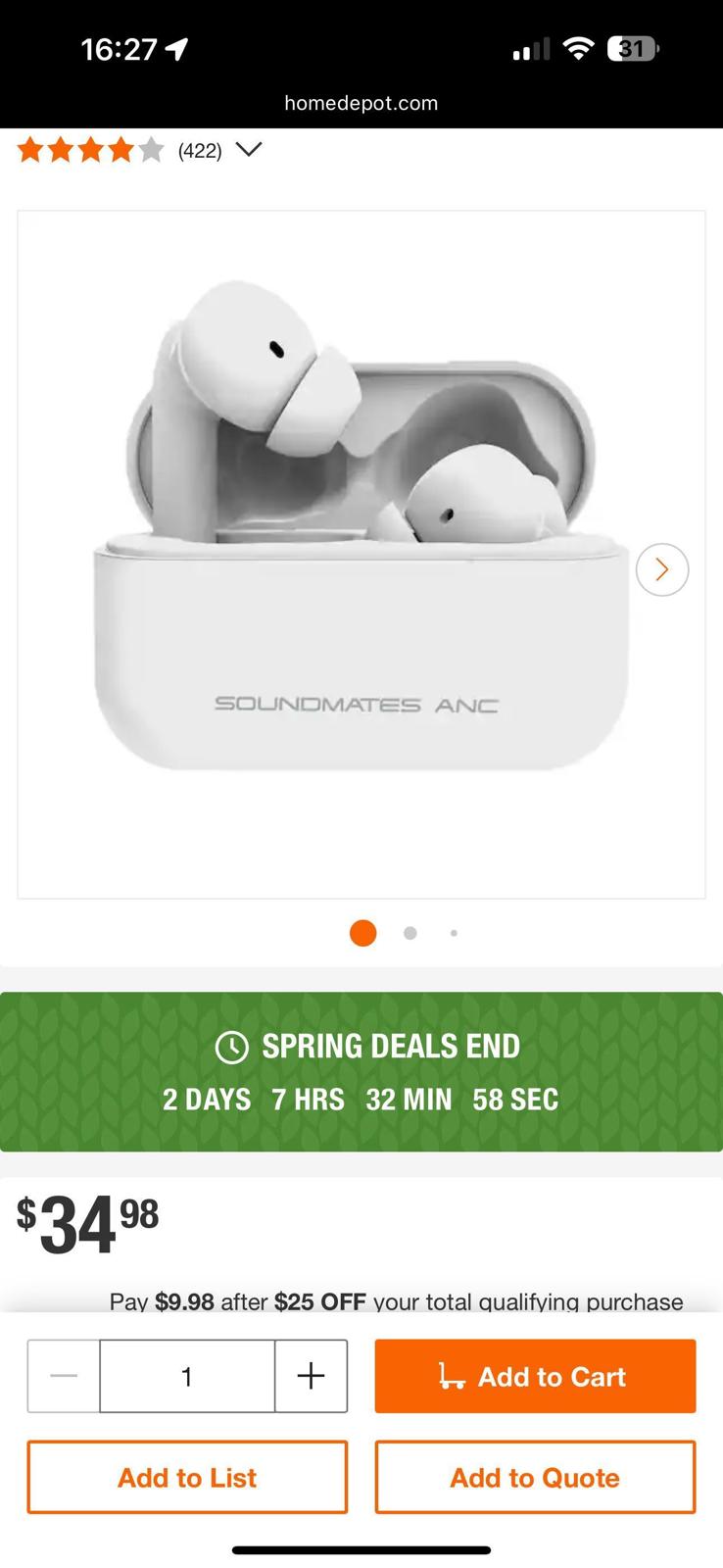 (NEW, MSRP $34.98) Sound Mates Pro Active Noise Cancelling, auto pairing earbuds