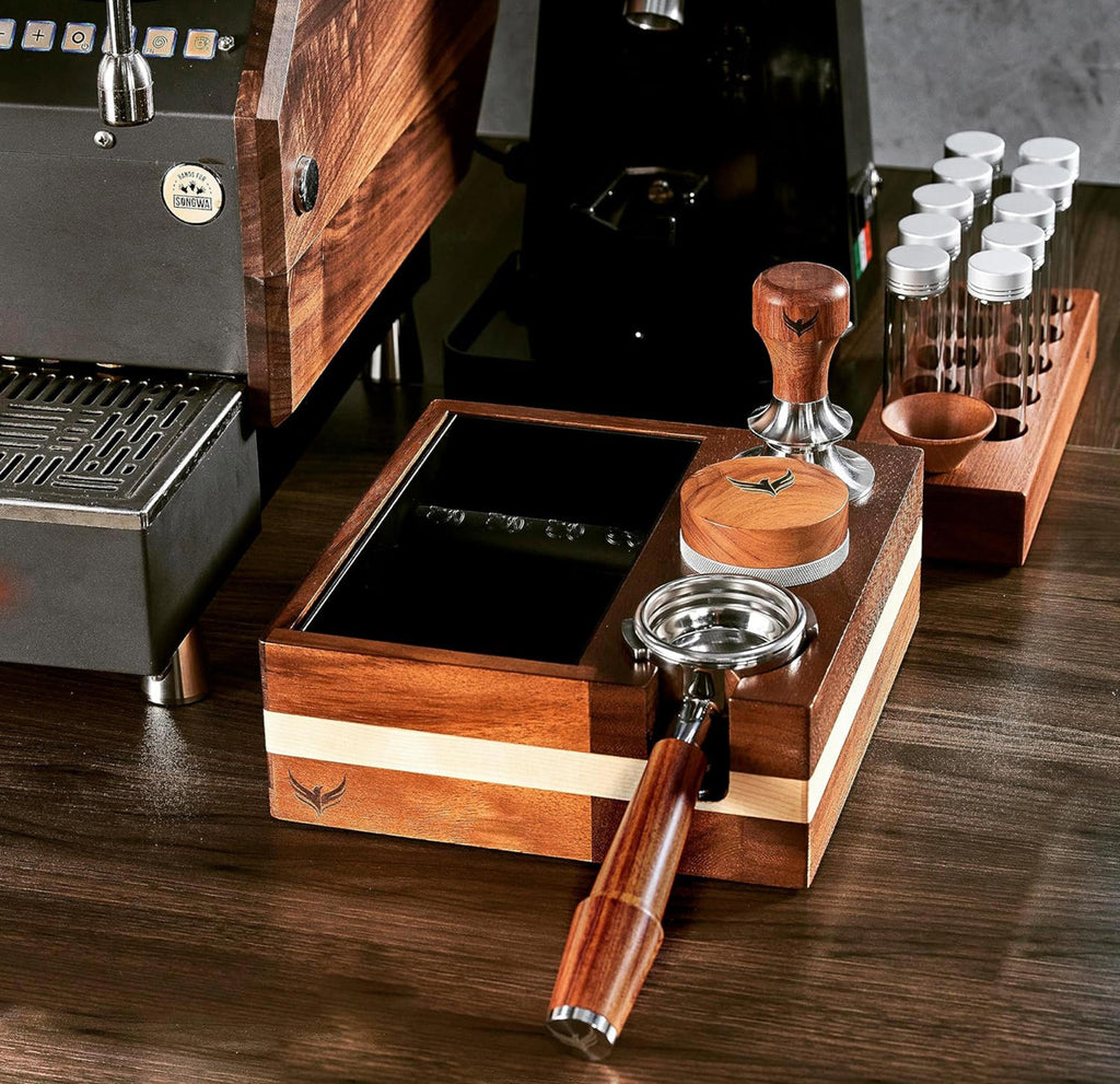 (NEW MSRP $49.99) Coffee Dosing Tubes with Wood Stand & Funnel – 10× 2oz Vials ☕