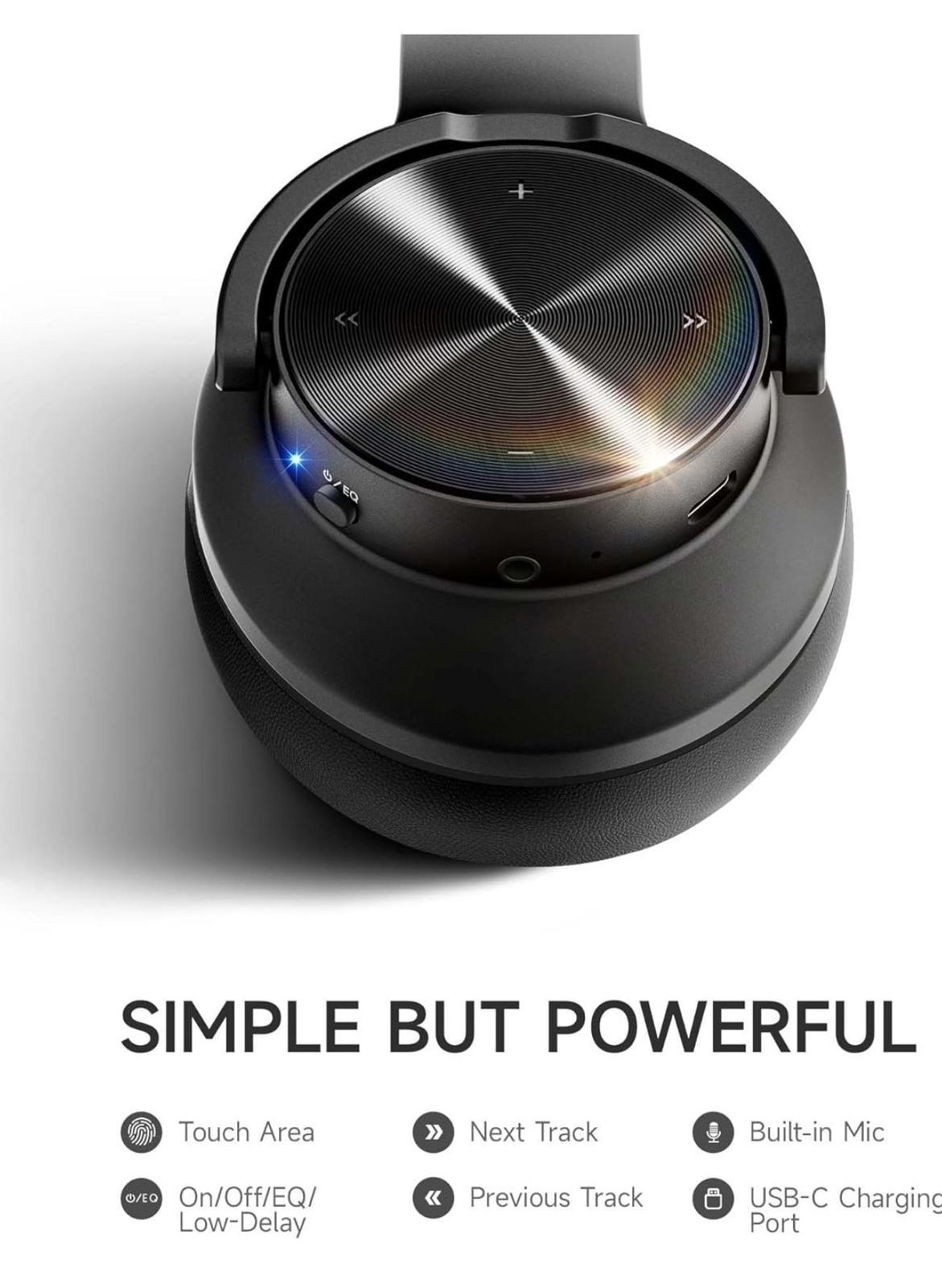 (NEW, MSRP 49.99) BT Headphones – 20H Playtime, 3 EQ Modes, Low Latency Over-Ear