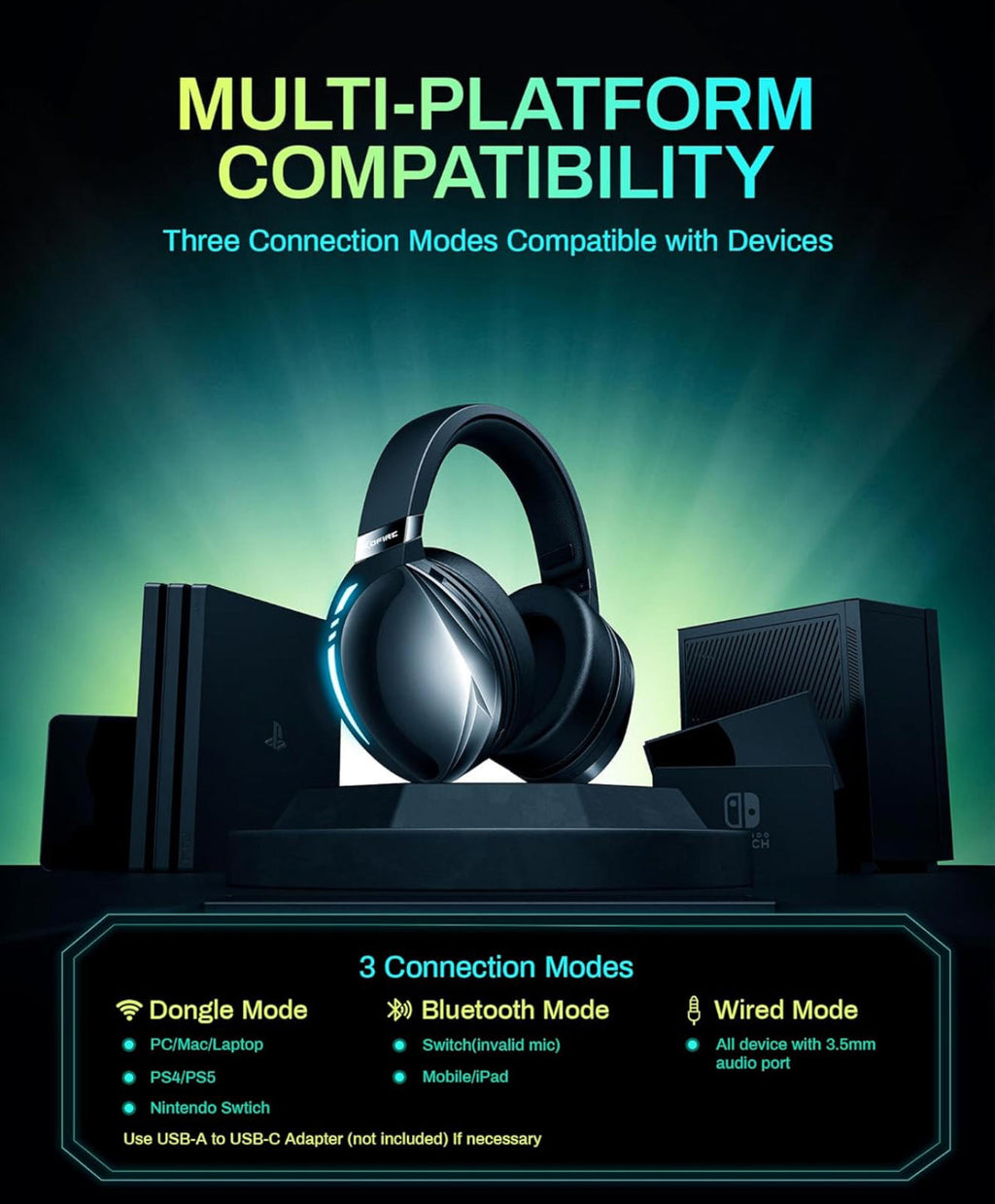 (NEW MSRP 39.95) UG‑06 Wireless Gaming Headset 50mm Drivers