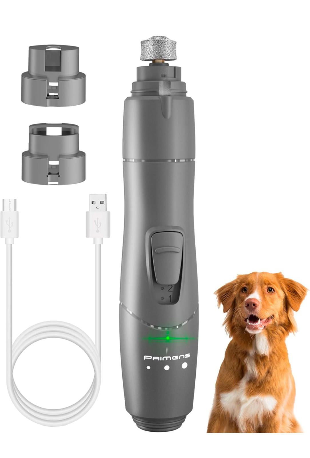 (NEW MSRP $24.99) LED Dog Nail Grinder – 2-Speed Quiet Trimmer, Rechargeable