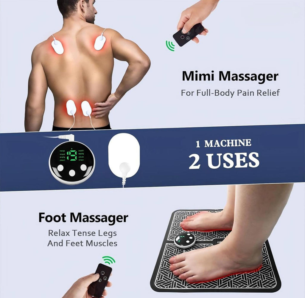 (NEW MSRP $39.99)  EMS Foot Massager TENS, LCD Screen & 2-in-1 Foot/Body Pad