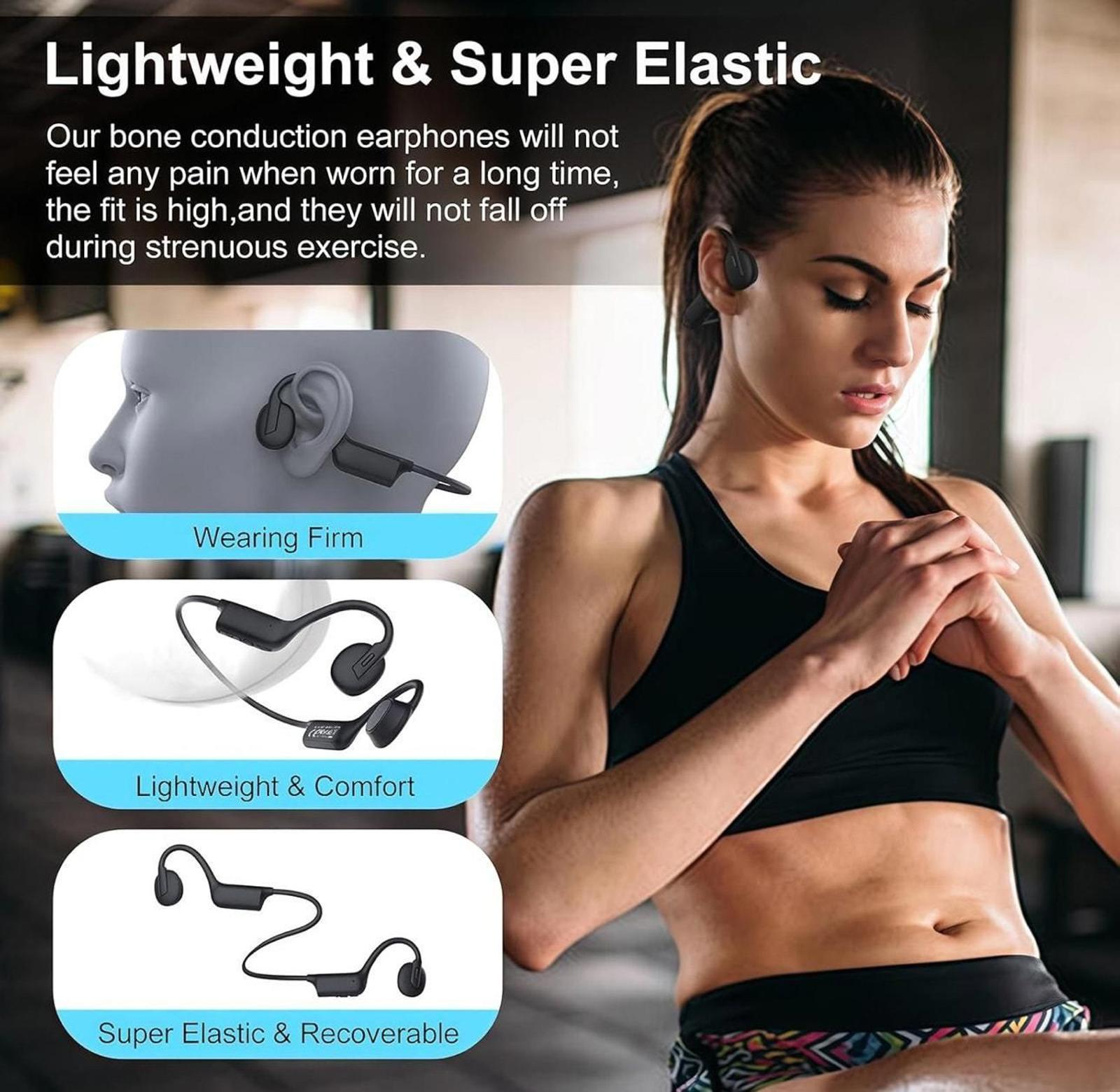 (MSRP $49.99) Bone Conduction Bluetooth Headphones, IPX5 Waterproof, 8H Playtime