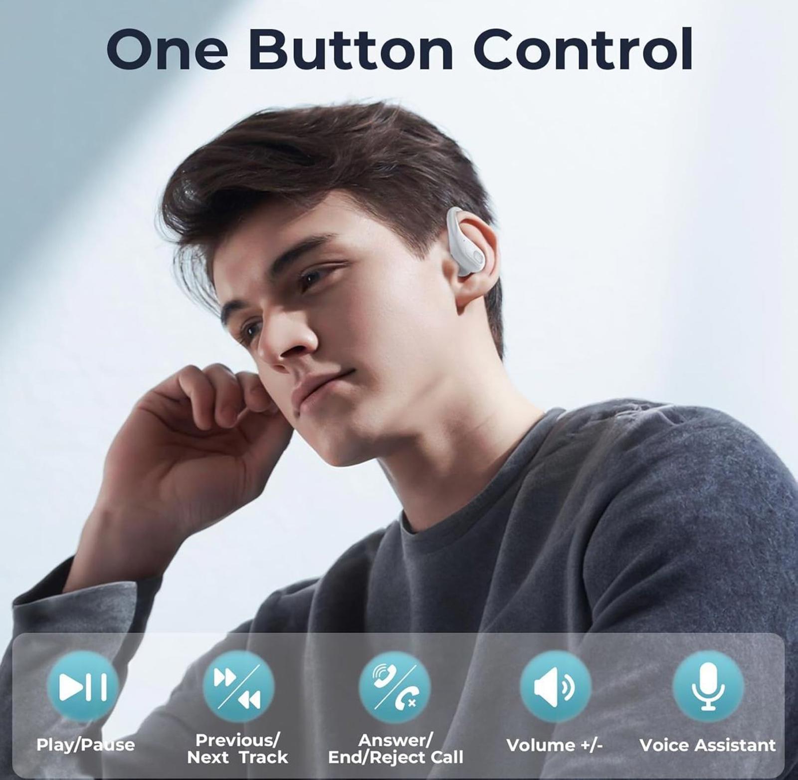 (NEW $49.99) White Wireless Earbuds, Running/Cycling & LED Charge Case