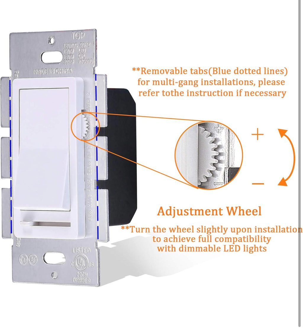 (MSRP $22.99) Cloudy Bay 2-Pack Dimmer, 3-Way/Single Pole, LED/Incandescent