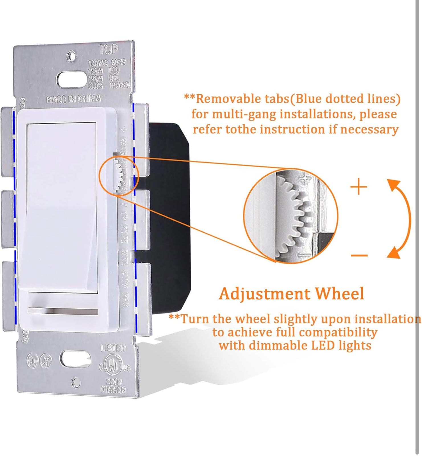 (MSRP $22.99) Cloudy Bay 2-Pack Dimmer, 3-Way/Single Pole, LED/Incandescent
